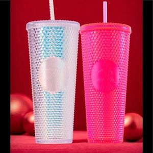 NEW Starbucks Studded Tumbler Set Pink & Platinum